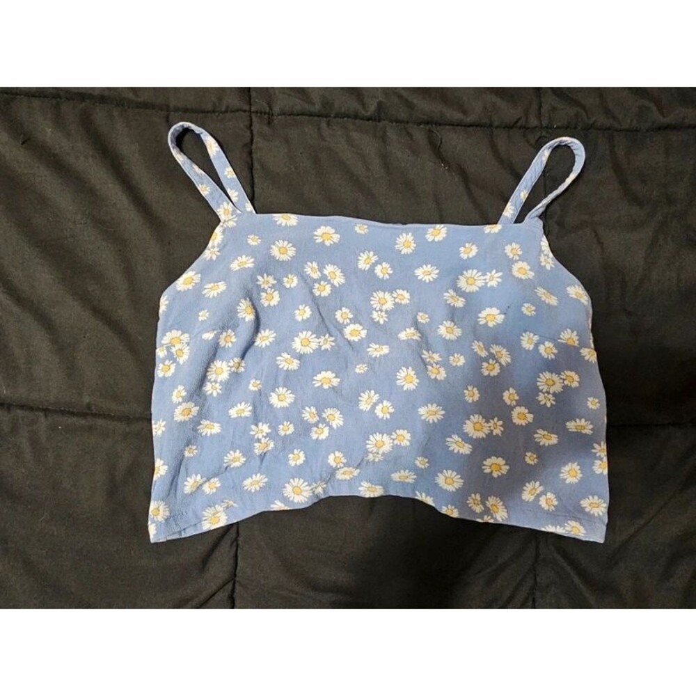 Hollister Blue Daisy Floral Tie Back Crop Top M
